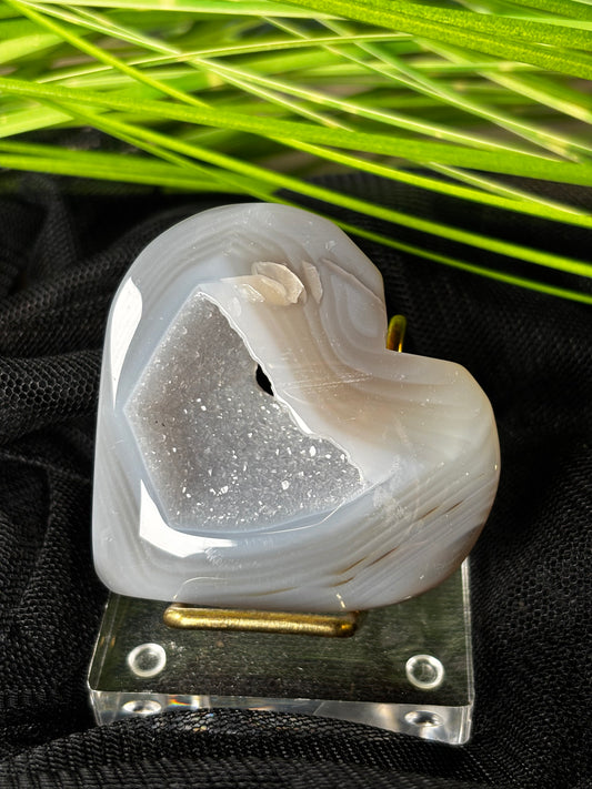 Achat Herz mit Druze – 2 verschiedene zur Auswahl