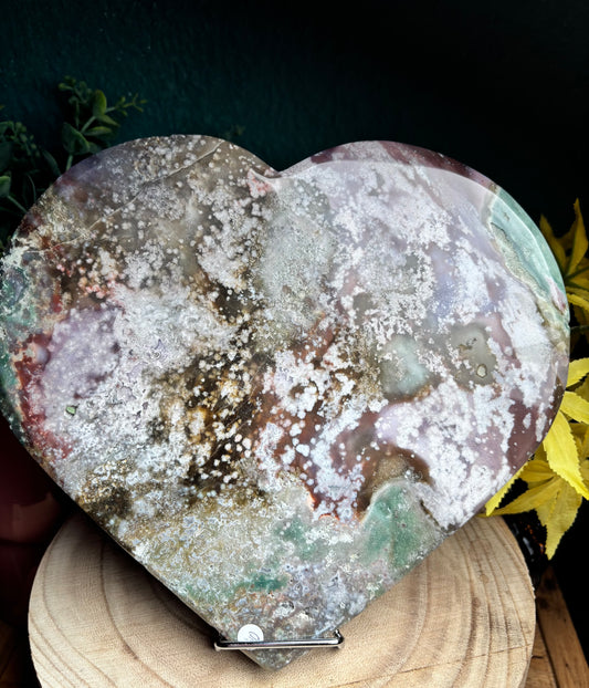Ocean Jaspis Herz bunt 21 cm - Großes Edelsteinherz