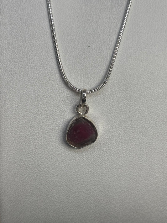 Wassermelonen Turmalin Anhänger 925 Silber