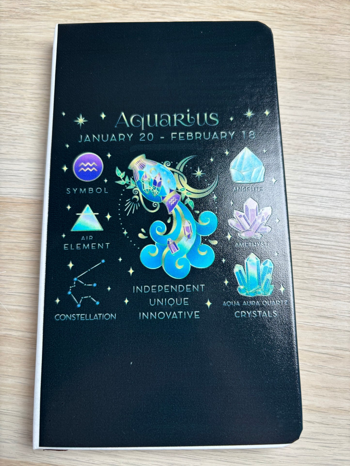 Sternzeichen Kristall Notizbuch - 18x10 cm