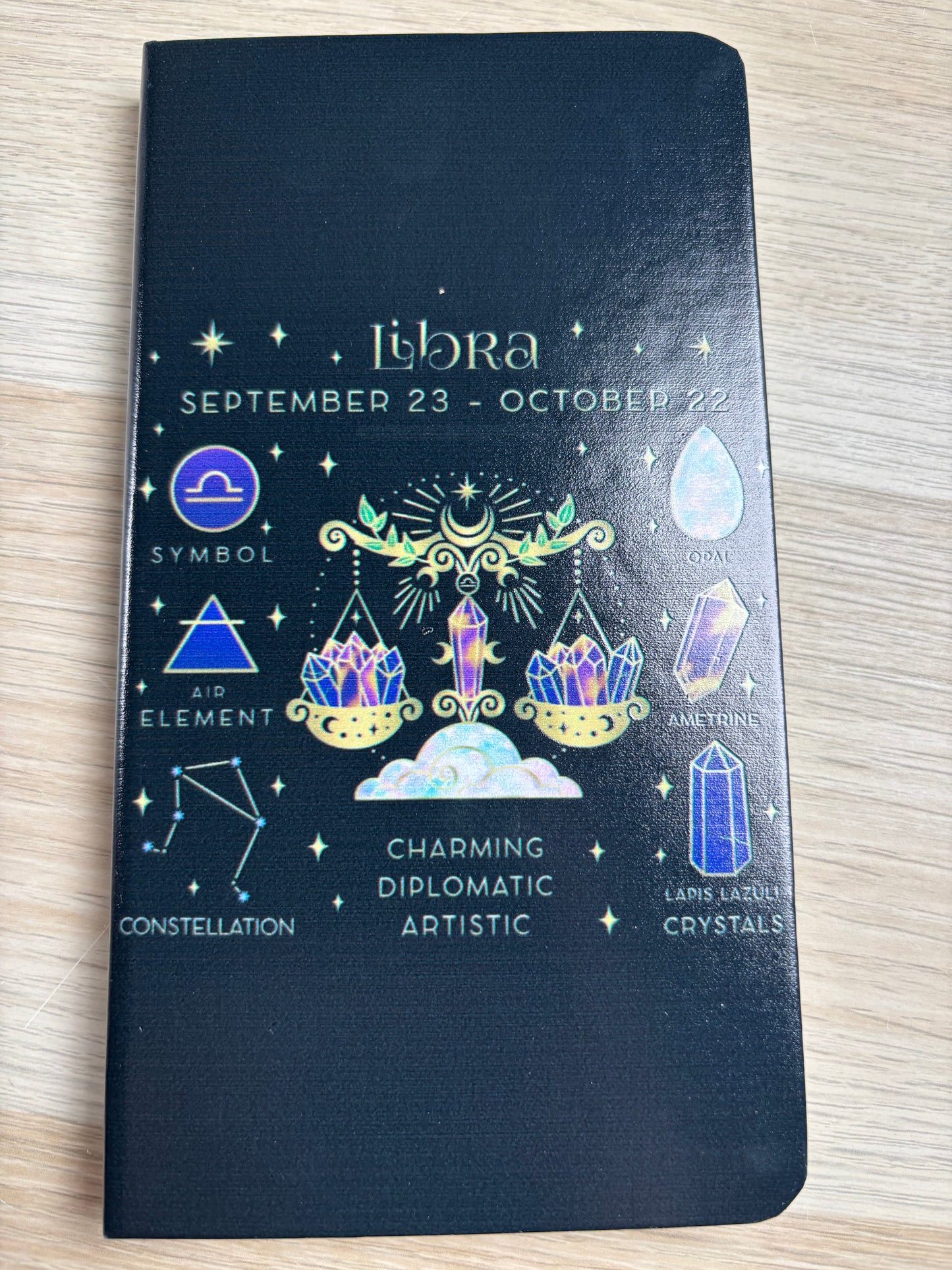 Sternzeichen Kristall Notizbuch - 18x10 cm