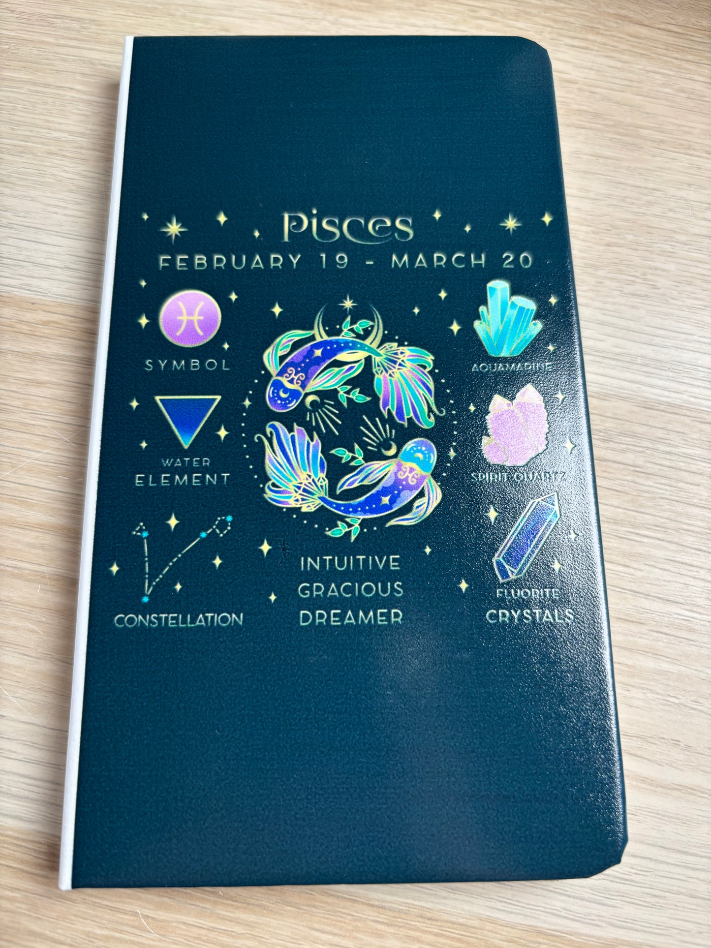 Sternzeichen Kristall Notizbuch - 18x10 cm