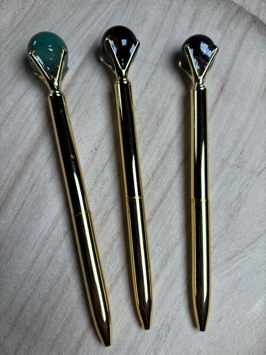 Kugelschreiber Gold mit Edelsteinkugel