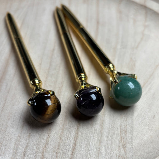 Kugelschreiber Gold mit Edelsteinkugel