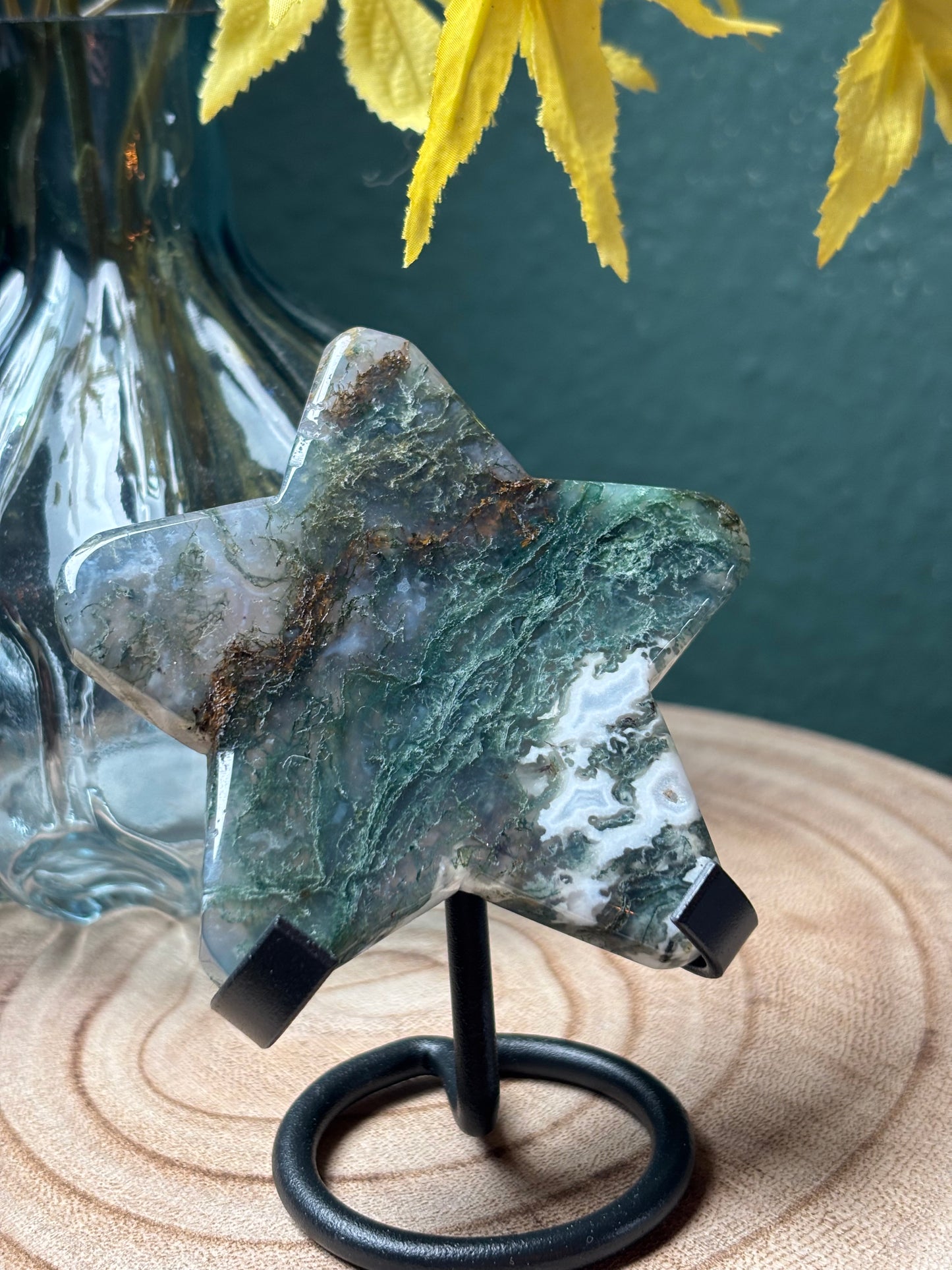 Moosachat Stern – 8,5 cm (ohne Ständer)