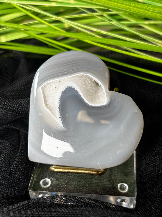 Achat Herz mit Druze – 2 verschiedene zur Auswahl