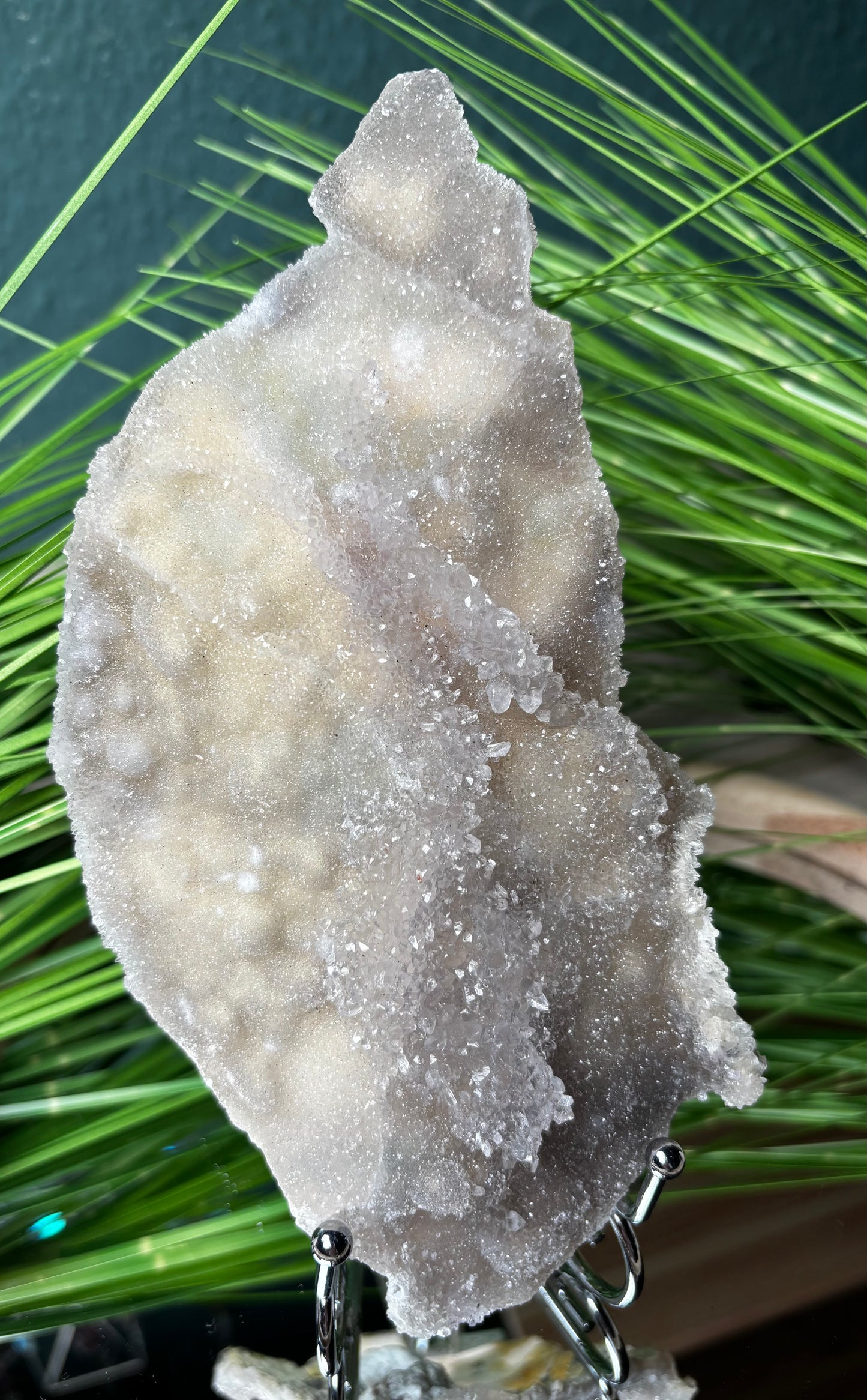 Zeolith Scheibe/ Slab  – Pastelltöne mit Kristallspitzen und Glitzer