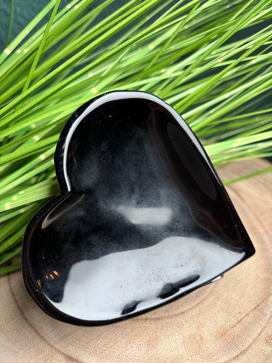 Obsidian Herz Schale - Schwarzer Vulkanstein