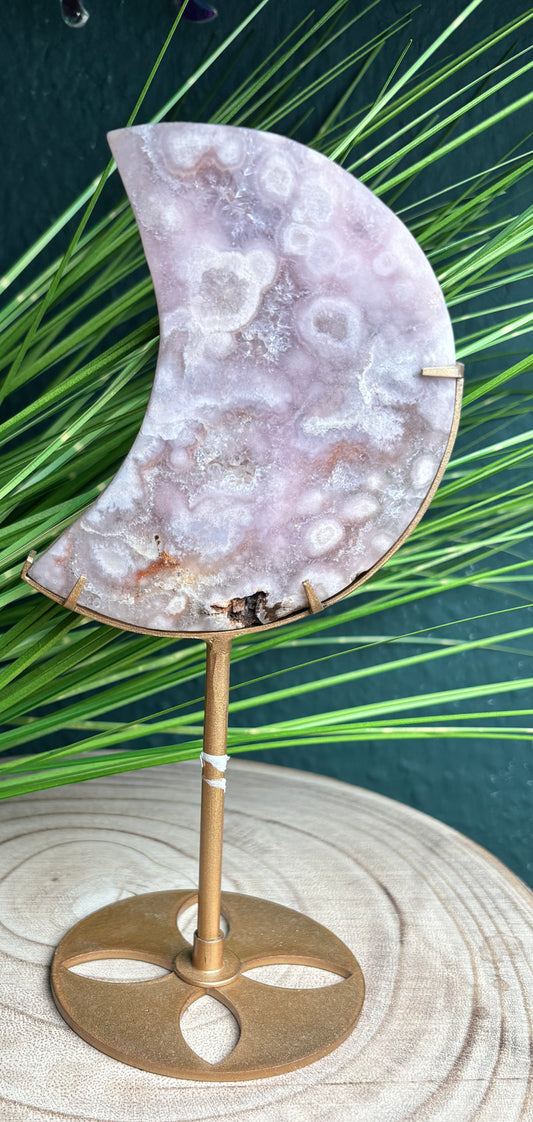 Pink Amethyst Mond auf Gold Stand 20 cm - Deko-Highlight