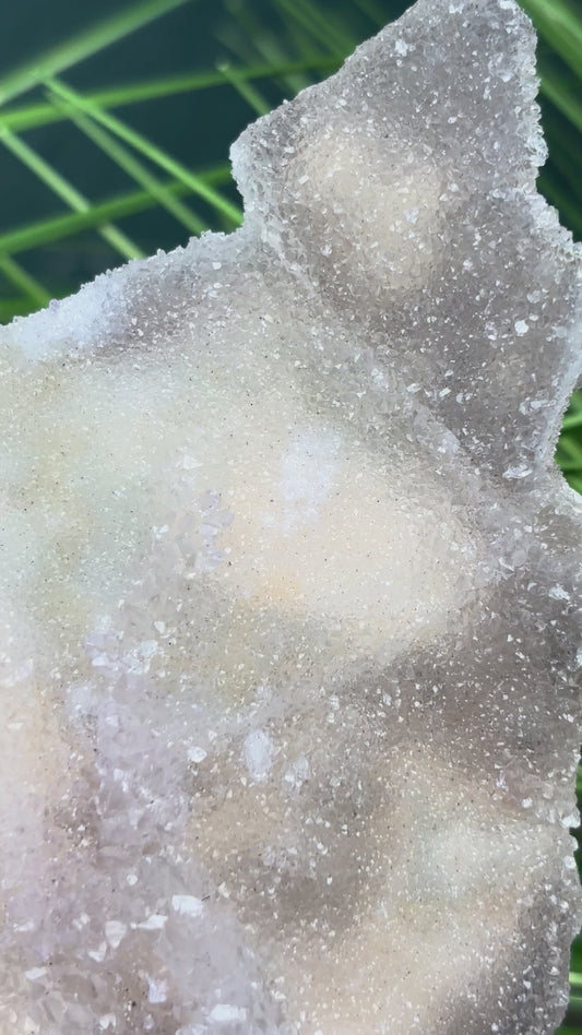 Zeolith Scheibe/ Slab  – Pastelltöne mit Kristallspitzen und Glitzer