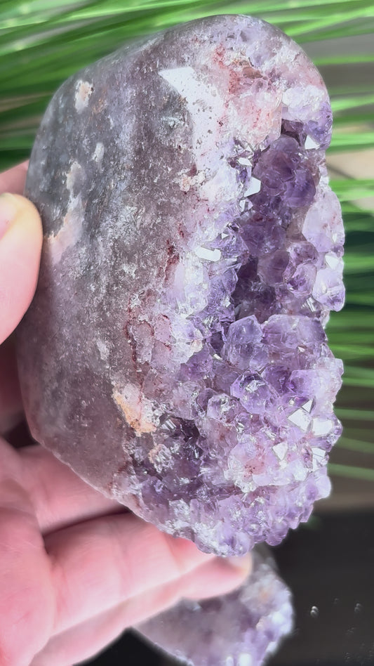 Pink Amethyst Freiform Rohstein mit Cluster